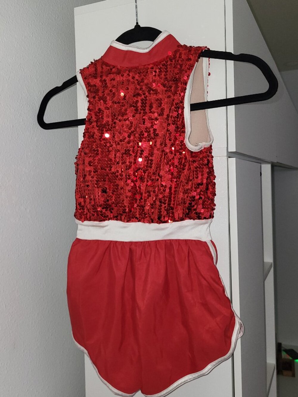 Weissman Size SC Romper Red Sequin dance costume jazz recital child Romper Small